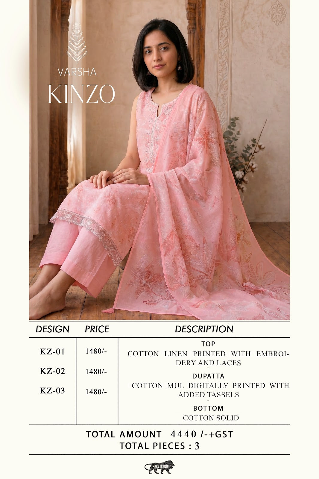 Kinzo Varshaa Cotton Linen Pant Style Suits Manufacturer Ahmedabad
