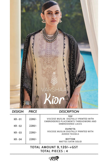 Kior Varshaa Viscose Muslin Pant Style Suits Wholesale Price