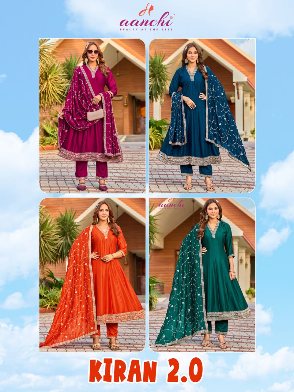 Kiran 2.0 Aanchi Vichitra Silk Readymade Anarkali Suits Wholesale Price