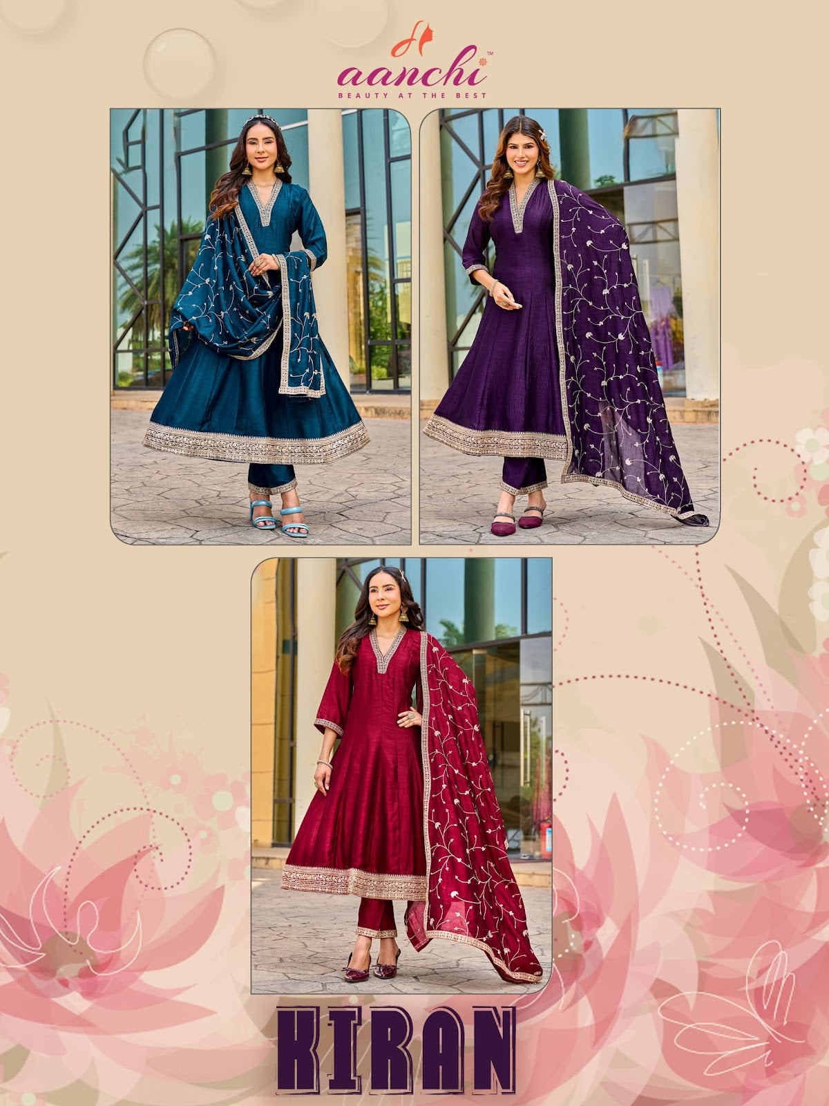 Kiran Aanchi Vichitra Silk Readymade Anarkali Suits Wholesaler India