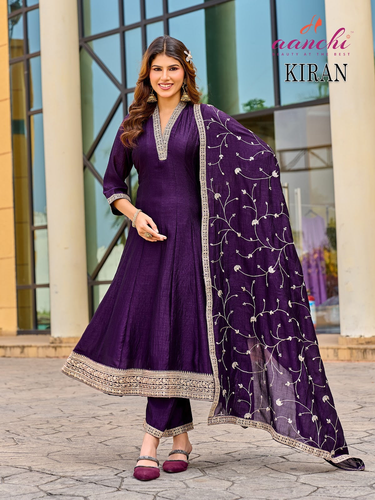 Kiran Aanchi Vichitra Silk Readymade Anarkali Suits Wholesaler India