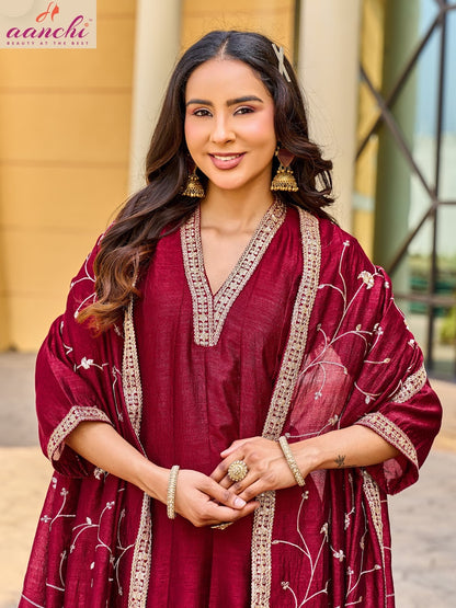 Kiran Aanchi Vichitra Silk Readymade Anarkali Suits Wholesaler India