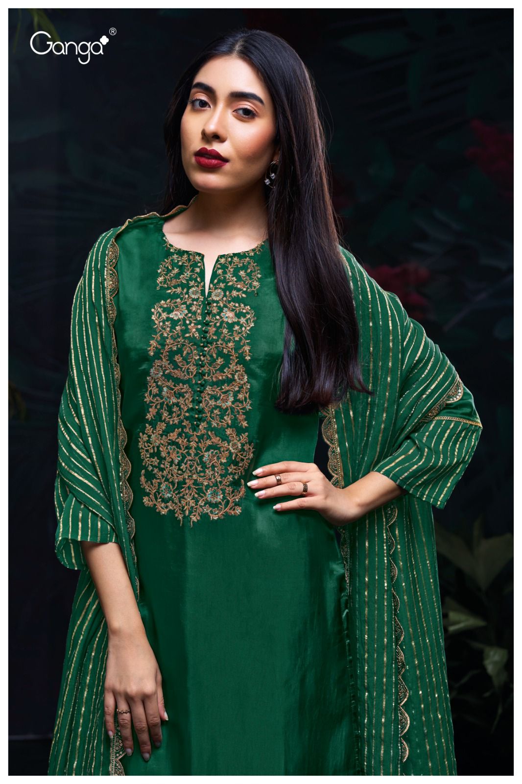 Kirthi 3113 Ganga Habutai Silk Plazzo Style Suits Manufacturer India