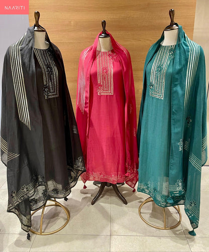 Kishum Naariti Linen Jacquard Salwar Suits Supplier Ahmedabad