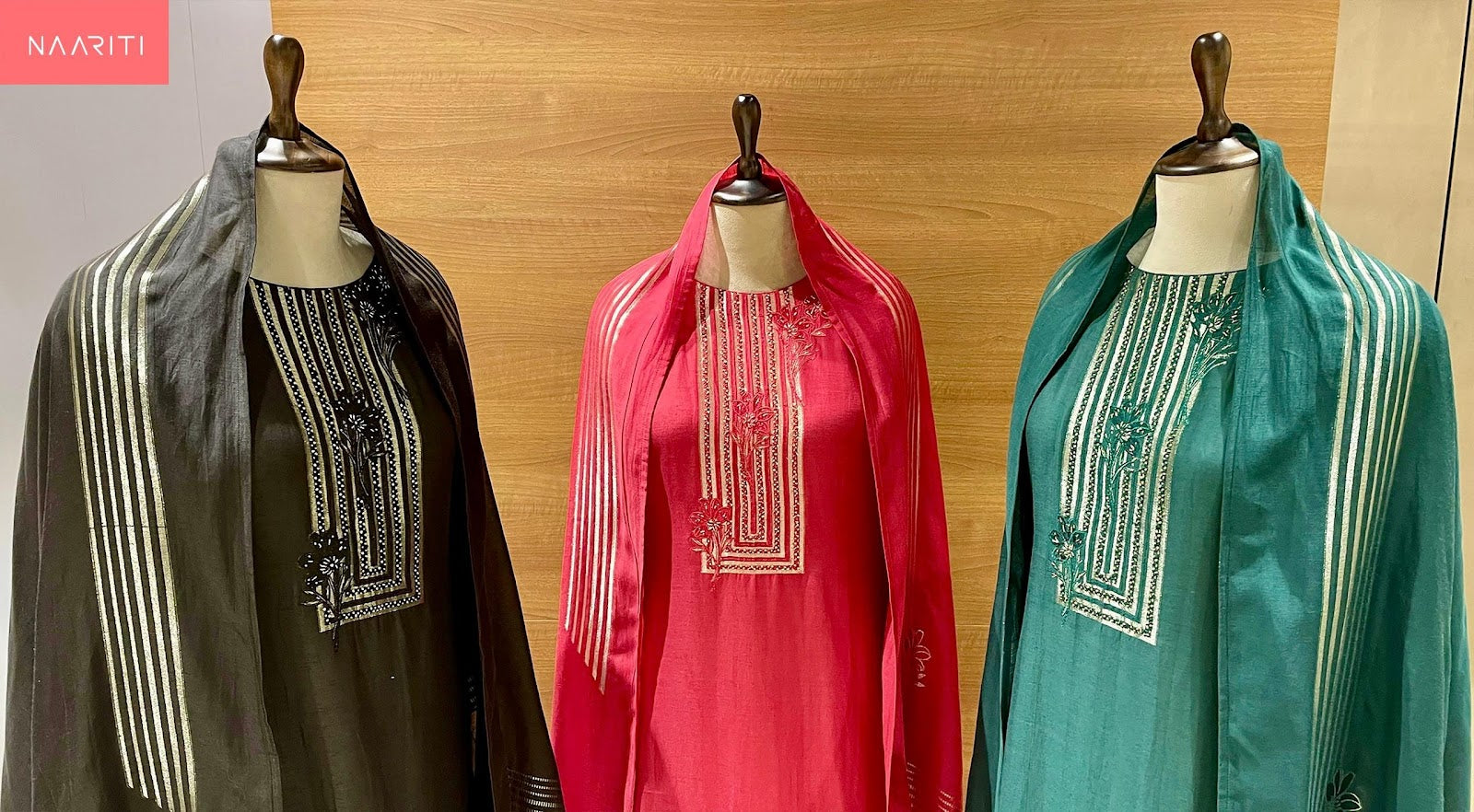 Kishum Naariti Linen Jacquard Salwar Suits Supplier Ahmedabad