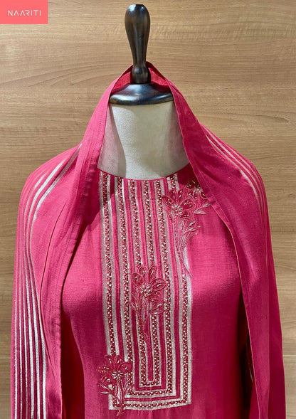 Kishum Naariti Linen Jacquard Salwar Suits Supplier Ahmedabad