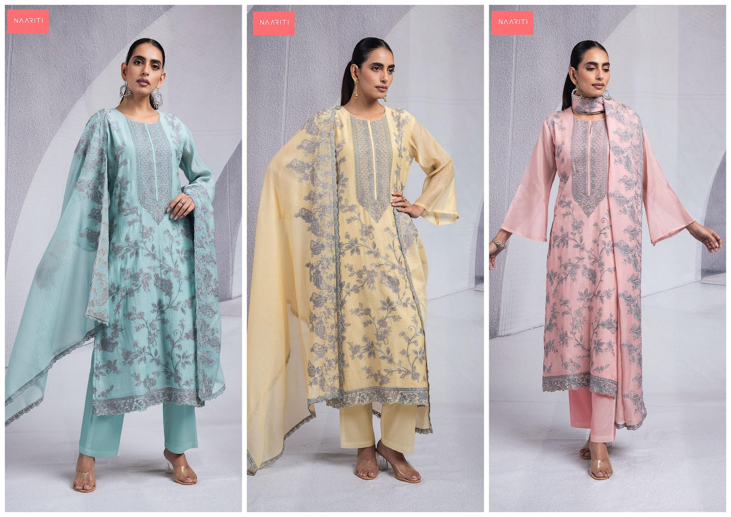 Kismis Naariti Mul Chanderi Salwar Suits Wholesaler Ahmedabad