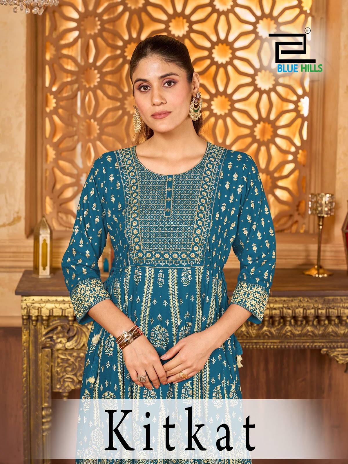 Kitkat Blue Hills Rayon 14Kg Anarkali Kurtis Wholesaler