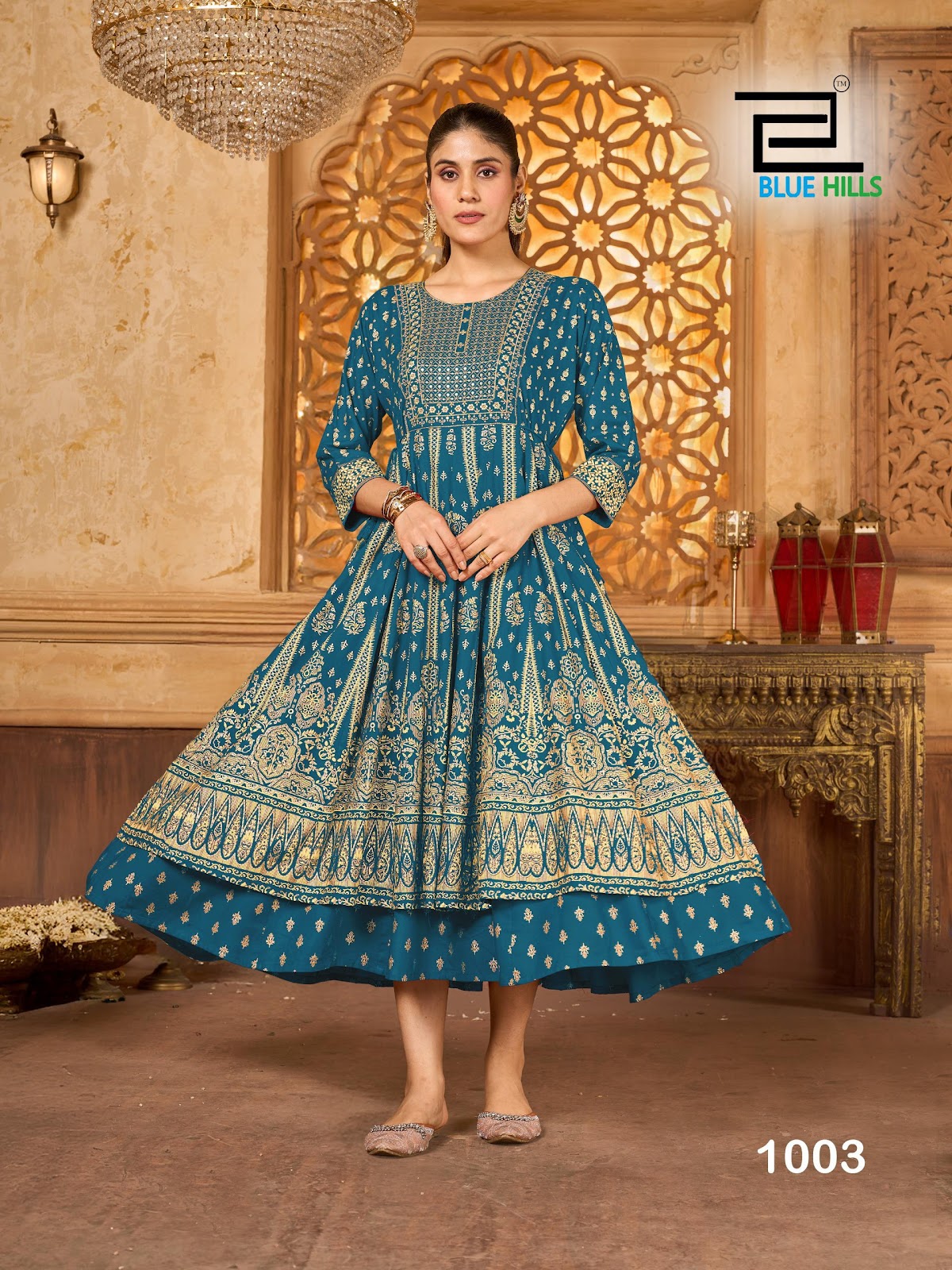 Kitkat Blue Hills Rayon 14Kg Anarkali Kurtis Wholesaler