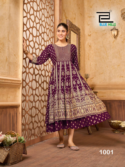 Kitkat Blue Hills Rayon 14Kg Anarkali Kurtis Wholesaler