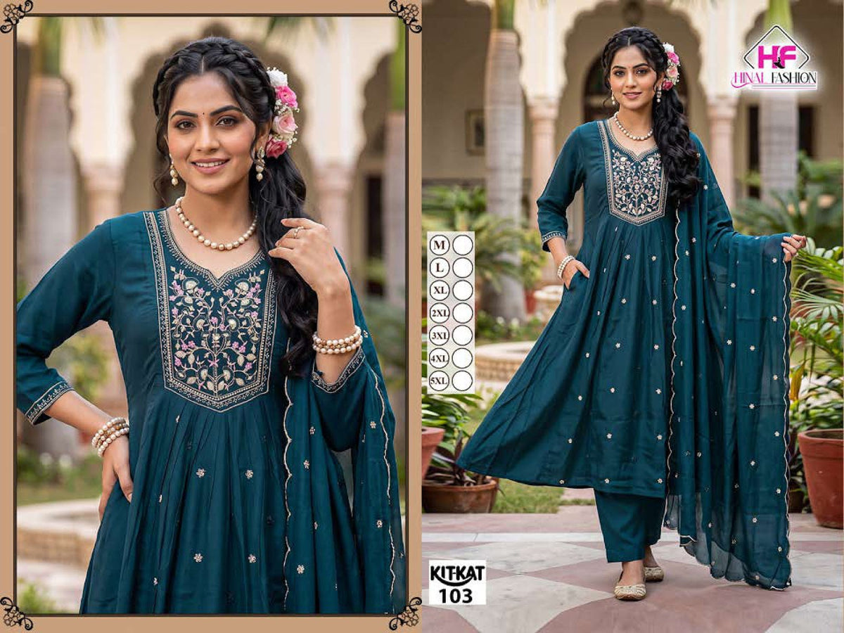 Kit Kat Hinal Fashion Chanderi Readymade Anarkali Suits Wholesaler Ahmedabad