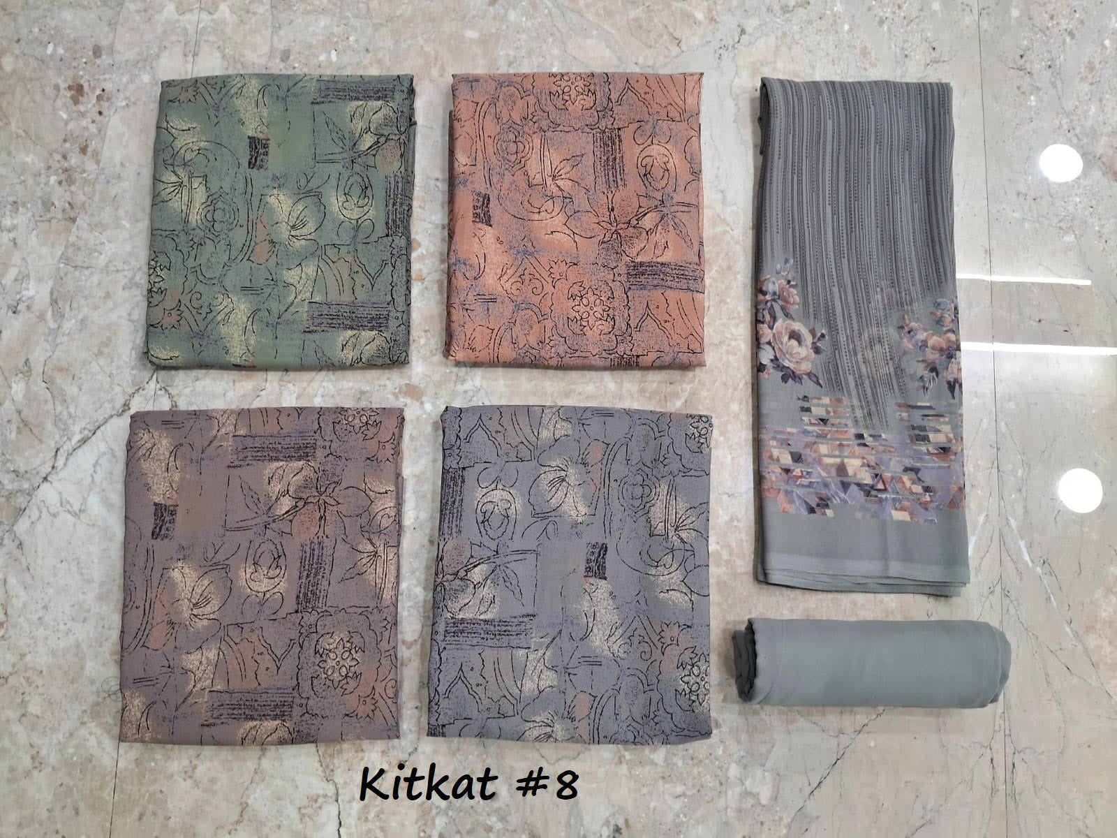 Kitkat Choclate Vishwam Fabrics Crape Pant Style Suits Manufacturer Gujarat