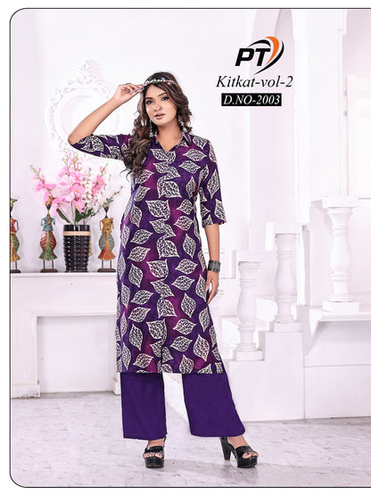 Kitkat Vol 2 Pt Vertican Kurti Plazzo Set Exporter Gujarat