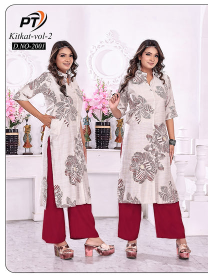 Kitkat Vol 2 Pt Vertican Kurti Plazzo Set Exporter Gujarat