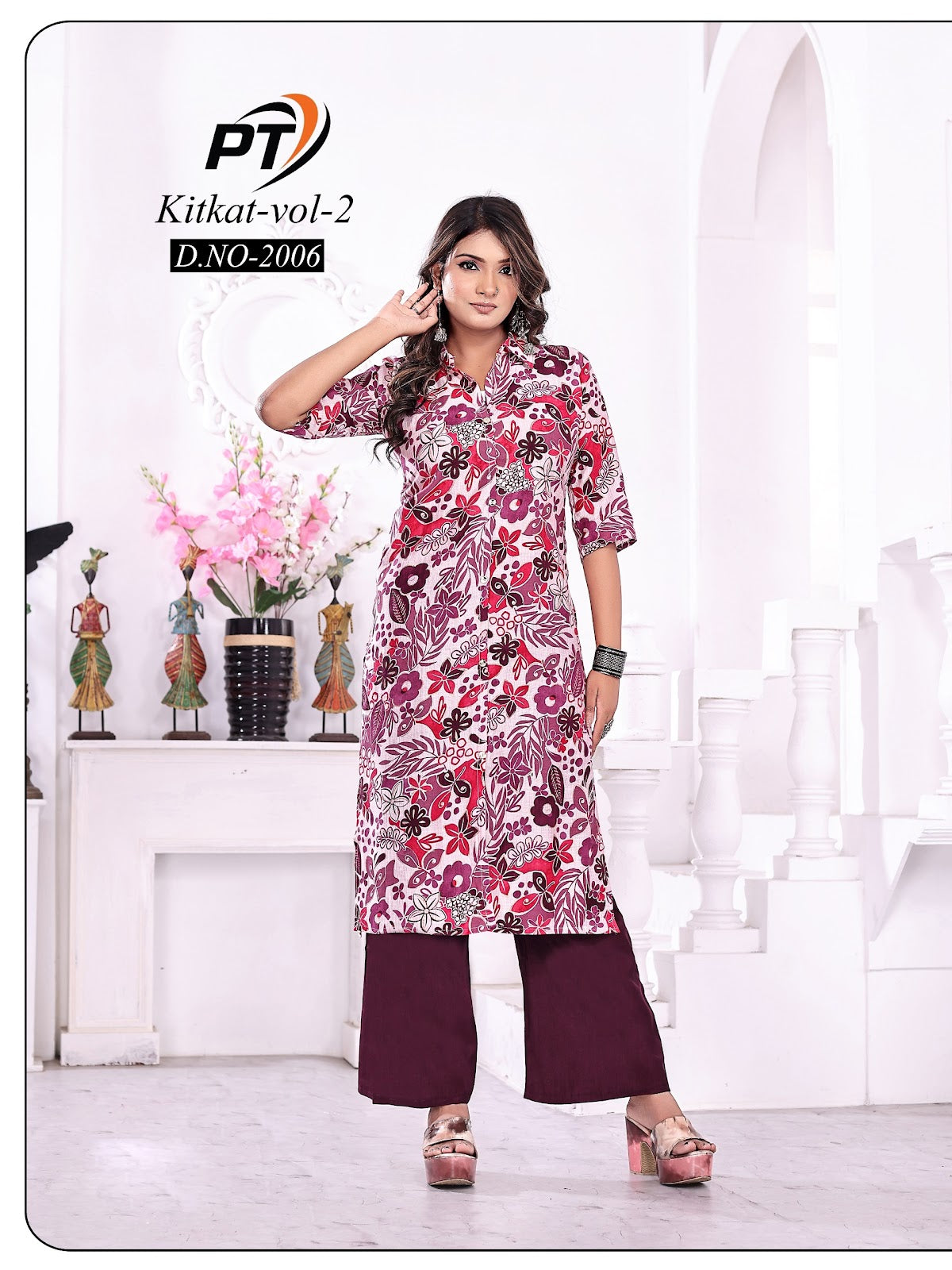 Kitkat Vol 2 Pt Vertican Kurti Plazzo Set Exporter Gujarat