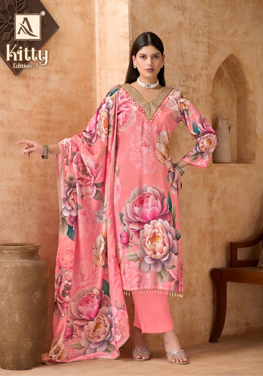 Kitty Edition 3 Alok Viscose Muslin Karachi Salwar Suits Wholesaler India