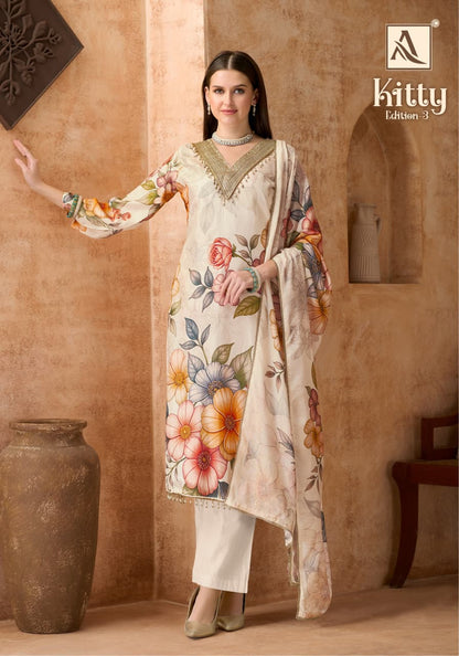 Kitty Edition 3 Alok Viscose Muslin Karachi Salwar Suits Wholesaler India