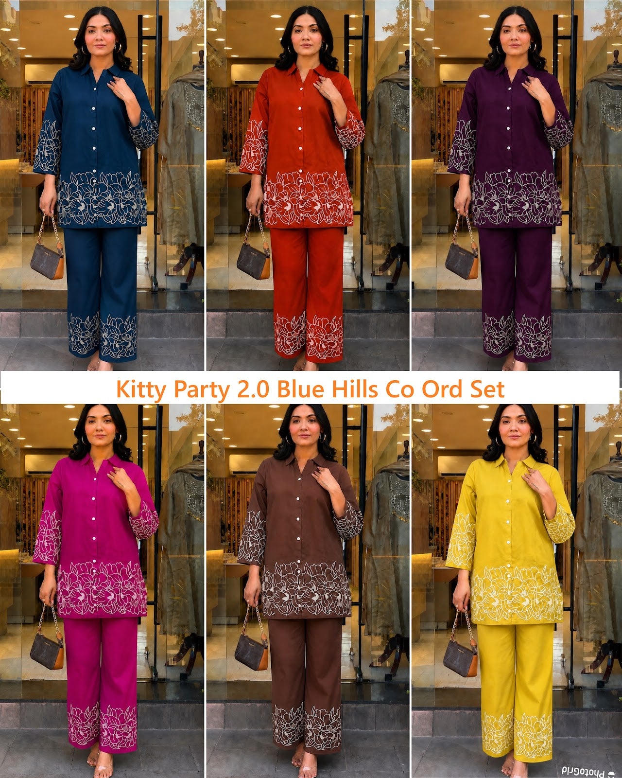 Kitty Party 2.0 Blue Hills Rayon 14Kg Co Ord Set Wholesaler Gujarat