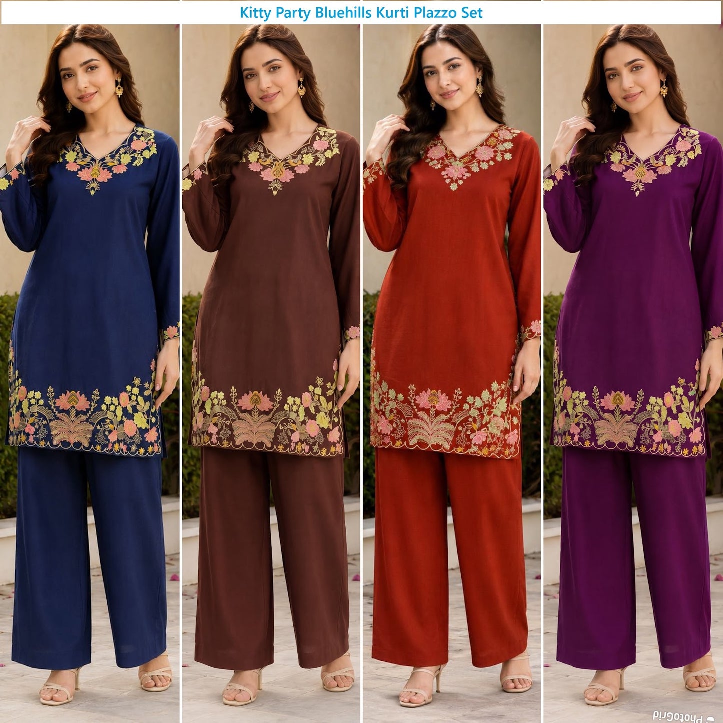 Kitty Party Bluehills Rayon 14Kg Kurti Plazzo Set Exporter Gujarat