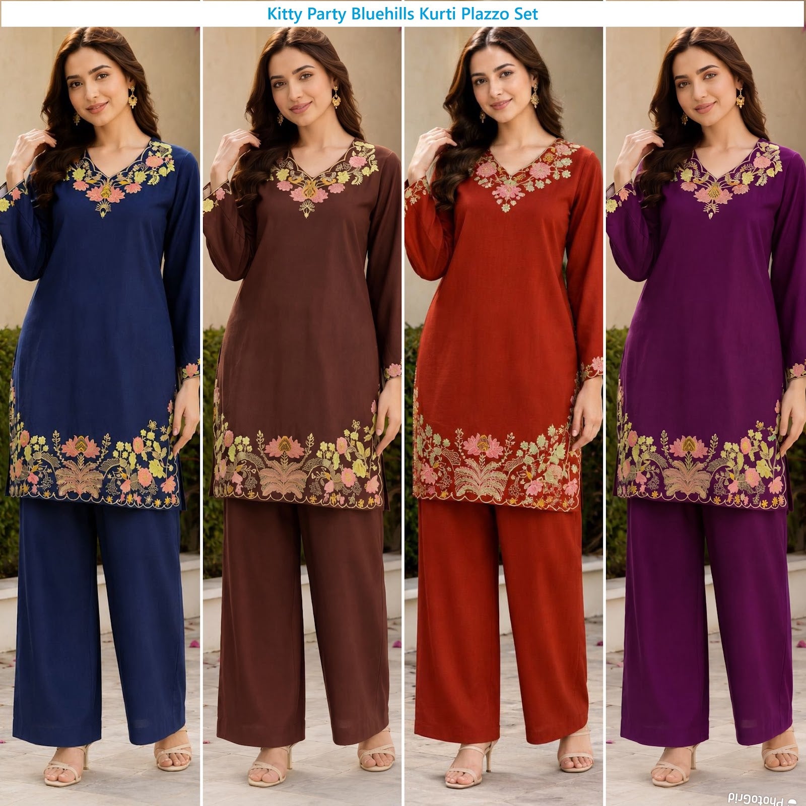 Kitty Party Bluehills Rayon 14Kg Kurti Plazzo Set Exporter Gujarat