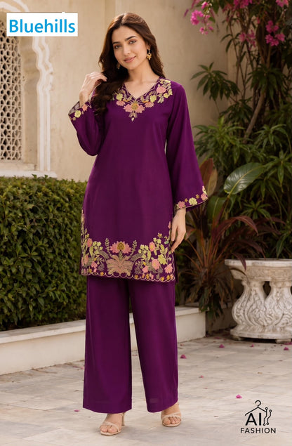 Kitty Party Bluehills Rayon 14Kg Kurti Plazzo Set Exporter Gujarat
