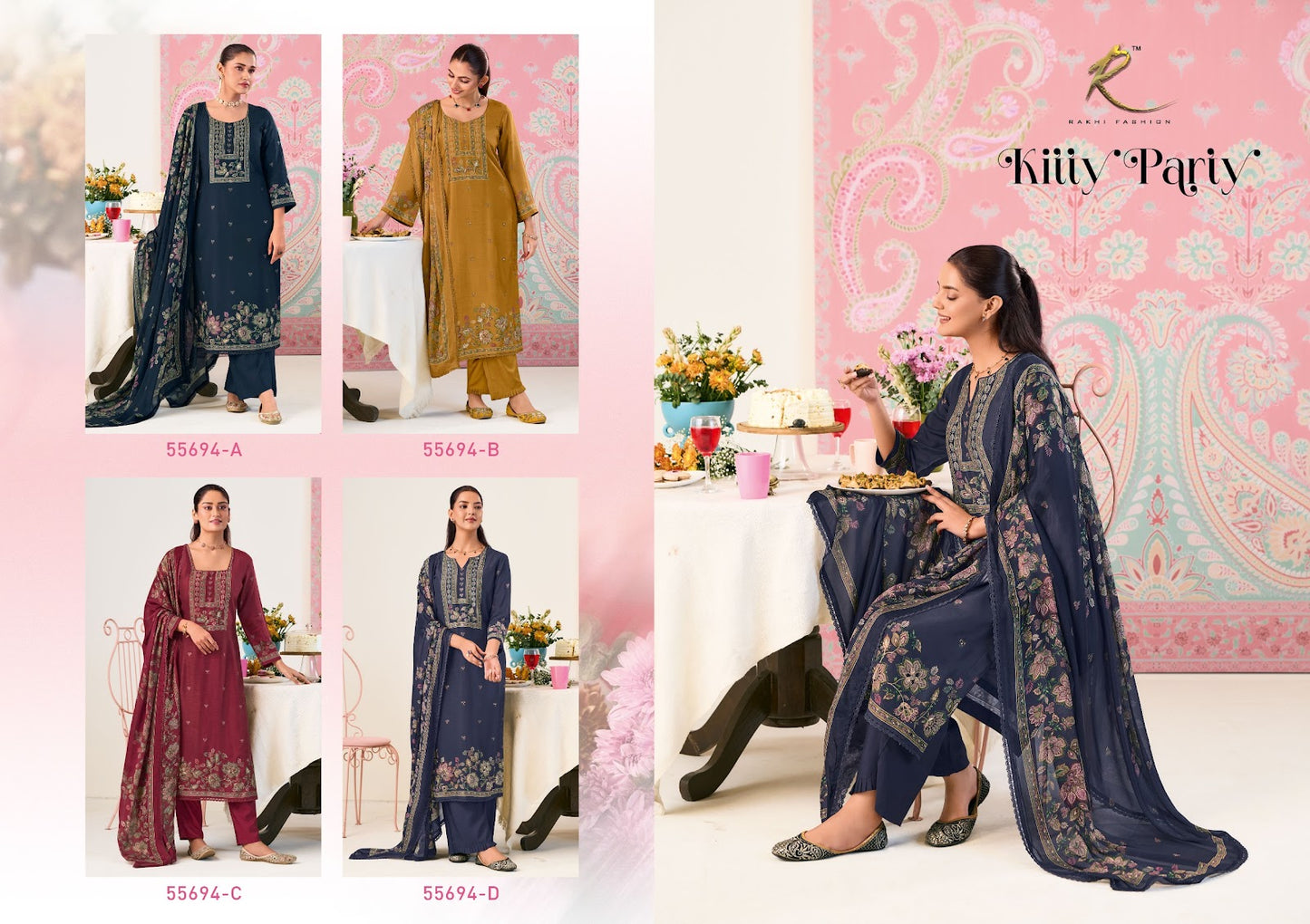 Kitty Party Rakhi Fashion Bemberg Pant Style Suits Exporter Gujarat