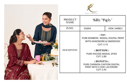 Kitty Party Rakhi Fashion Bemberg Pant Style Suits Exporter Gujarat