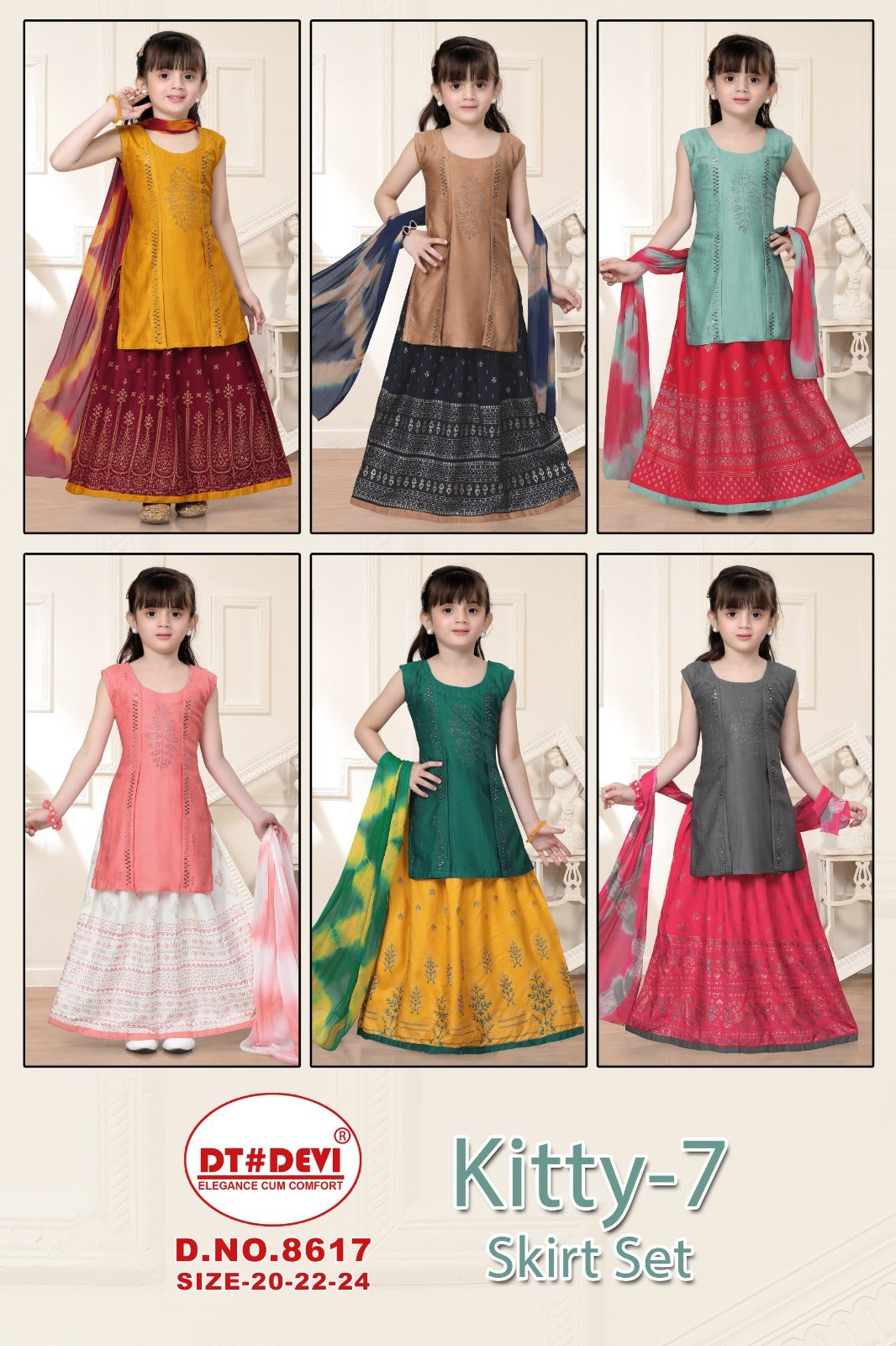 Kitty Vol 7 -8617 Dt Devi Rayon Girls Readymade Skirt Style Suits Exporter Gujarat
