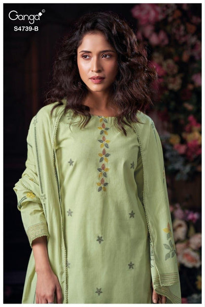 Kivana 4739 Ganga Cotton Jacquard Plazzo Style Suits Manufacturer Gujarat
