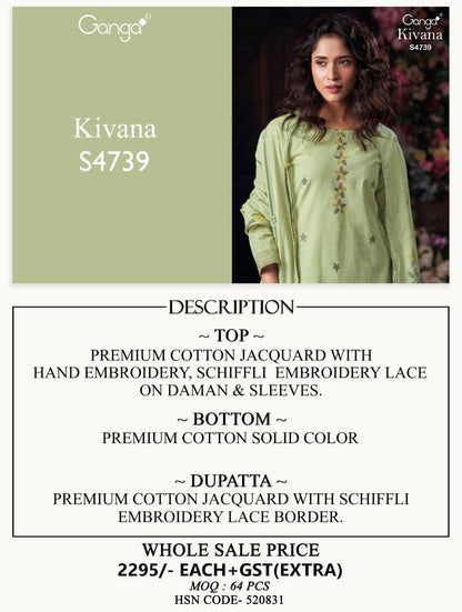Kivana 4739 Ganga Cotton Jacquard Plazzo Style Suits Manufacturer Gujarat