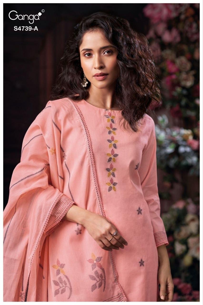 Kivana 4739 Ganga Cotton Jacquard Plazzo Style Suits Manufacturer Gujarat