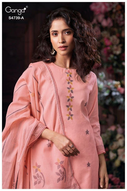 Kivana 4739 Ganga Cotton Jacquard Plazzo Style Suits Manufacturer Gujarat