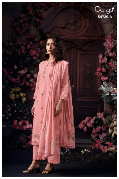 Kivana 4739 Ganga Cotton Jacquard Plazzo Style Suits Manufacturer Gujarat