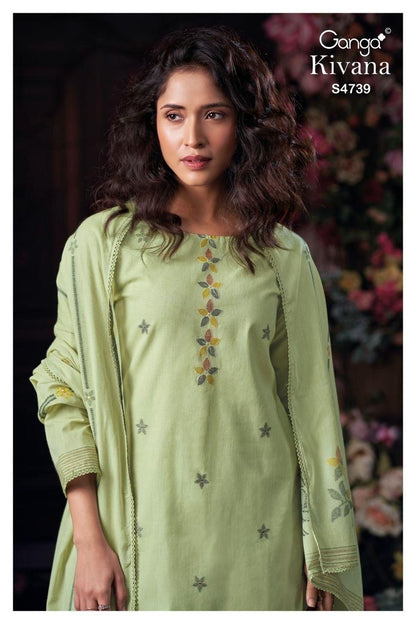 Kivana 4739 Ganga Cotton Jacquard Plazzo Style Suits Manufacturer Gujarat