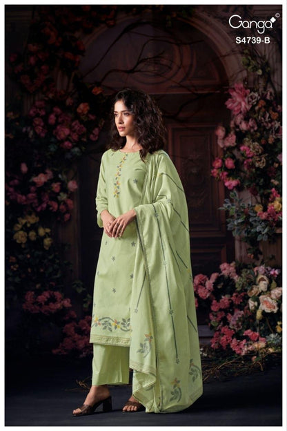 Kivana 4739 Ganga Cotton Jacquard Plazzo Style Suits Manufacturer Gujarat