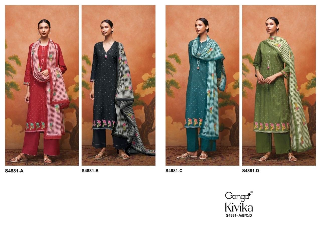 Kivika S4881 Ganga Cotton Pant Style Suits Wholesale Price