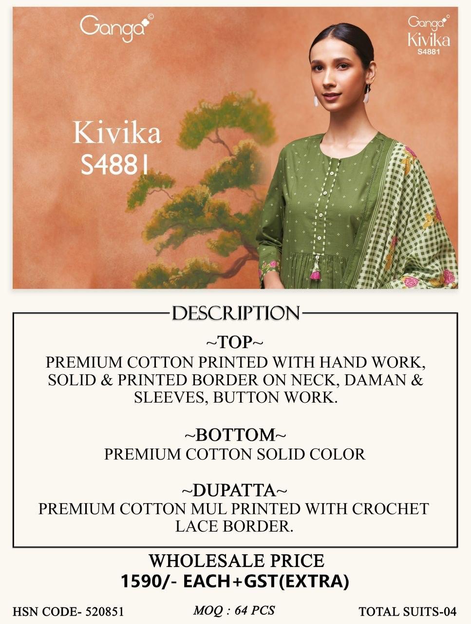 Kivika S4881 Ganga Cotton Pant Style Suits Wholesale Price