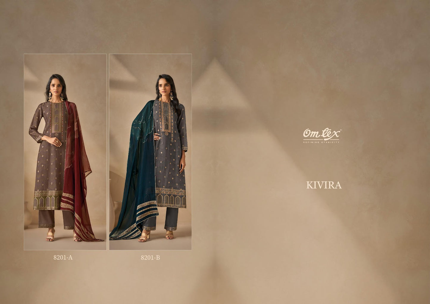 Kivira Omtex Silk Jacquard Pant Style Suits Wholesaler India