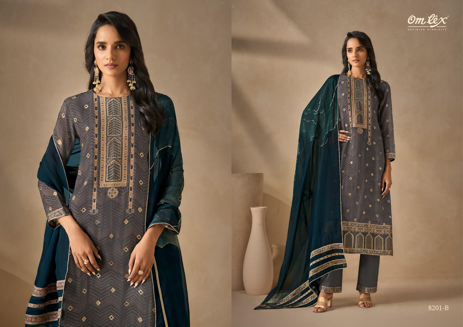 Kivira Omtex Silk Jacquard Pant Style Suits Wholesaler India