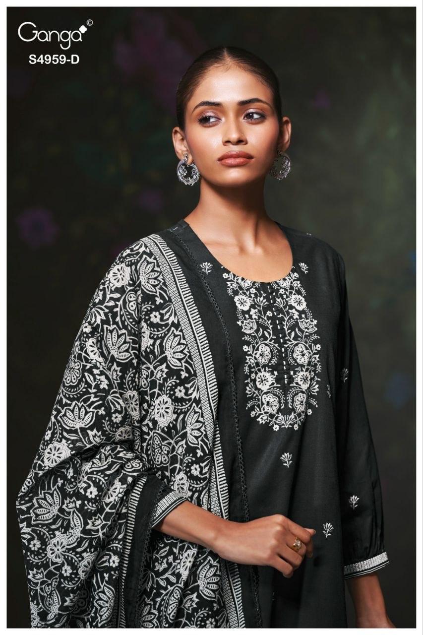 Kivira S4959 Ganga Cotton Satin Pant Style Suits Supplier Ahmedabad