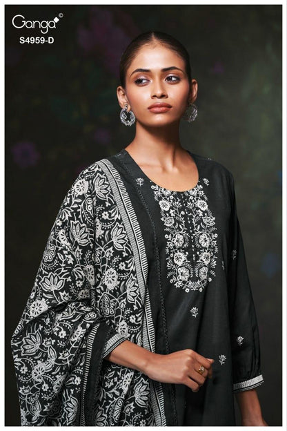 Kivira S4959 Ganga Cotton Satin Pant Style Suits Supplier Ahmedabad