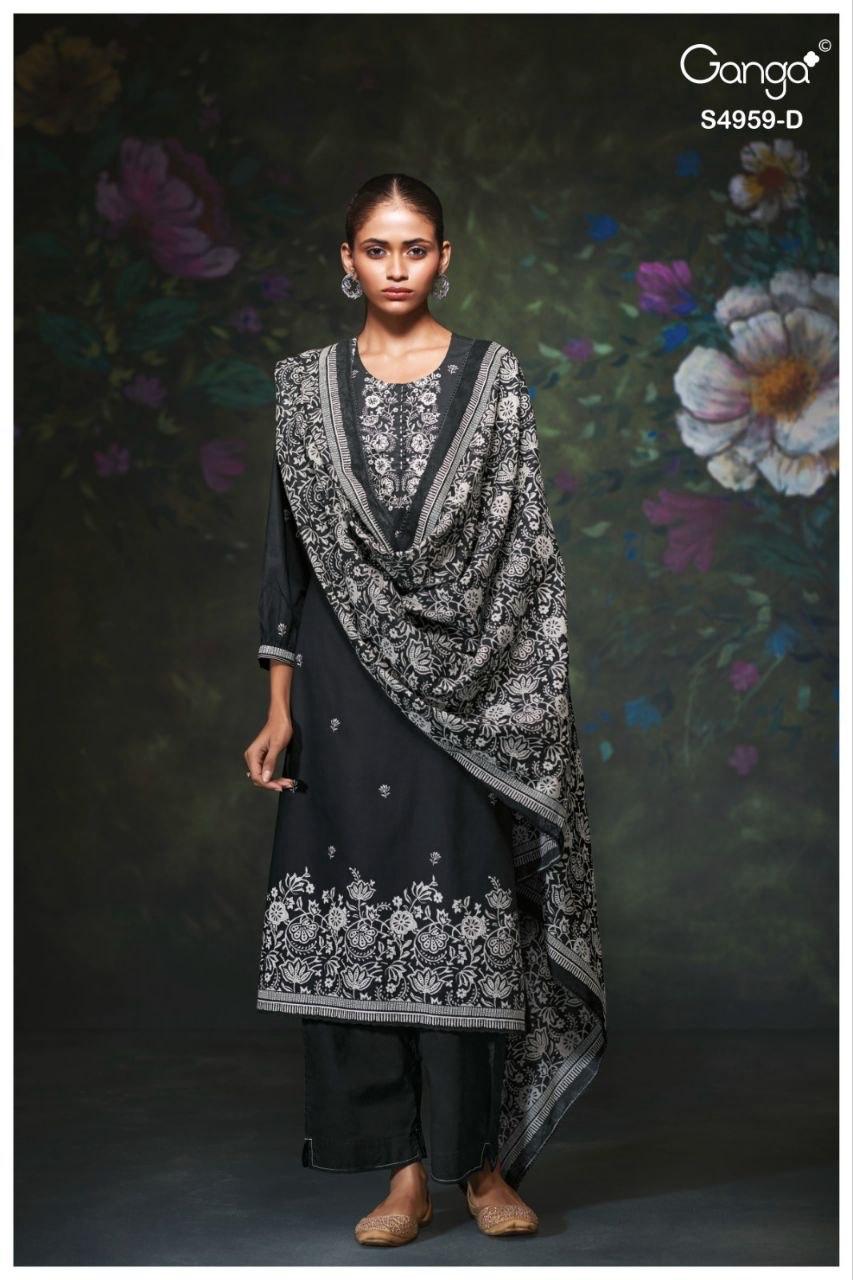 Kivira S4959 Ganga Cotton Satin Pant Style Suits Supplier Ahmedabad