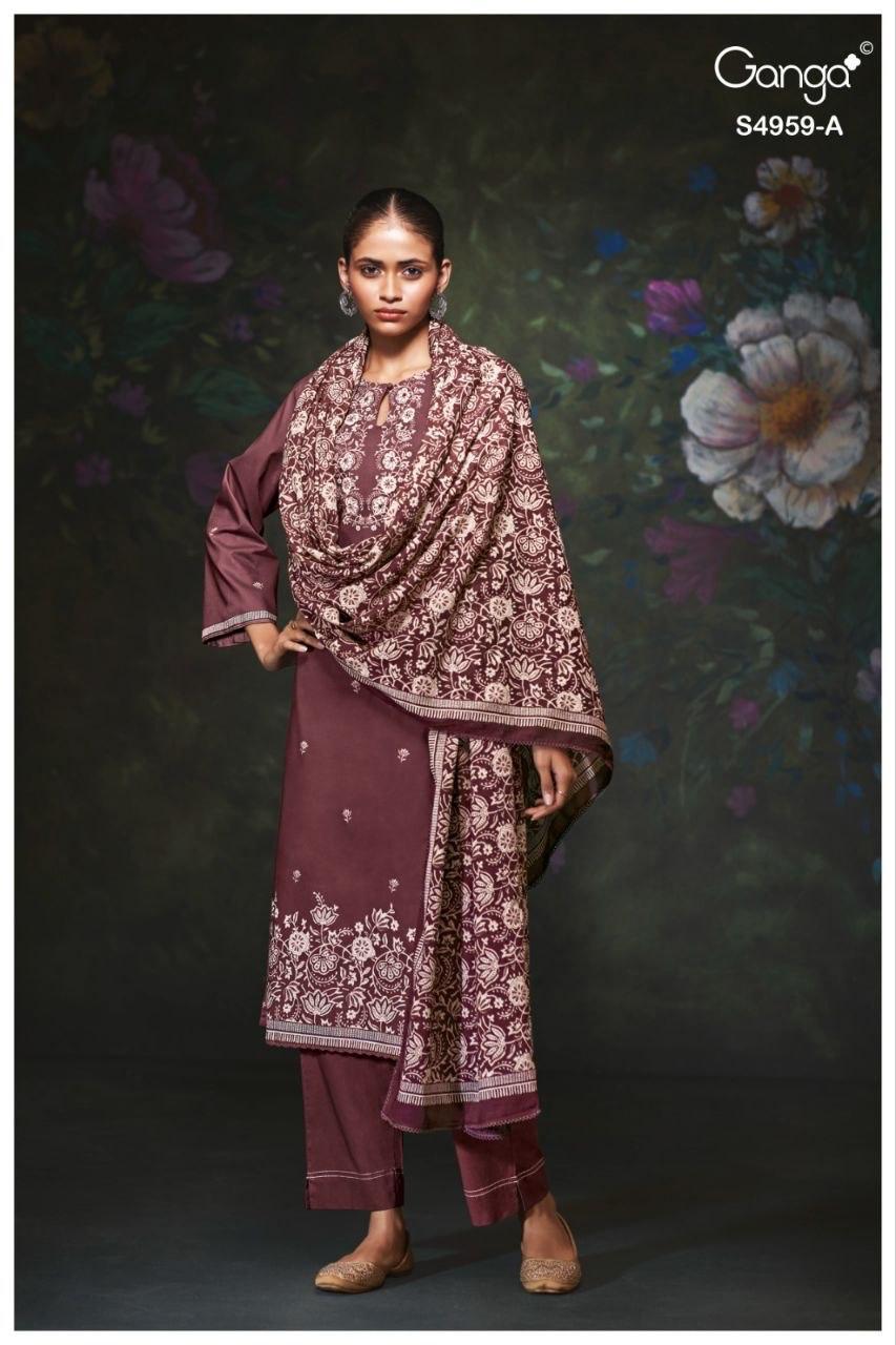 Kivira S4959 Ganga Cotton Satin Pant Style Suits Supplier Ahmedabad