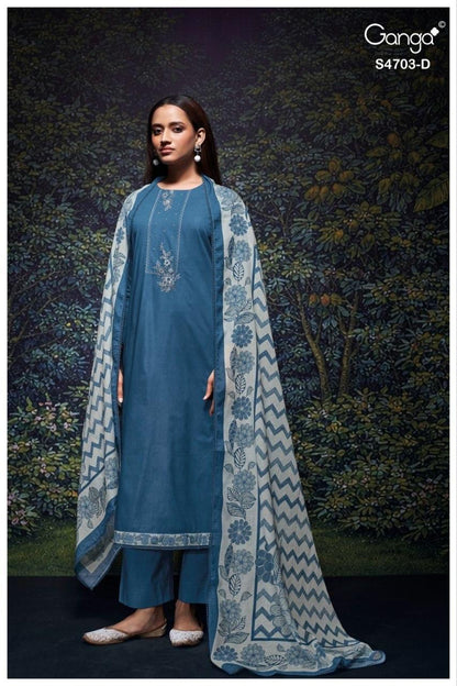 Kivoria 4703 Ganga Cotton Plazzo Style Suits Supplier