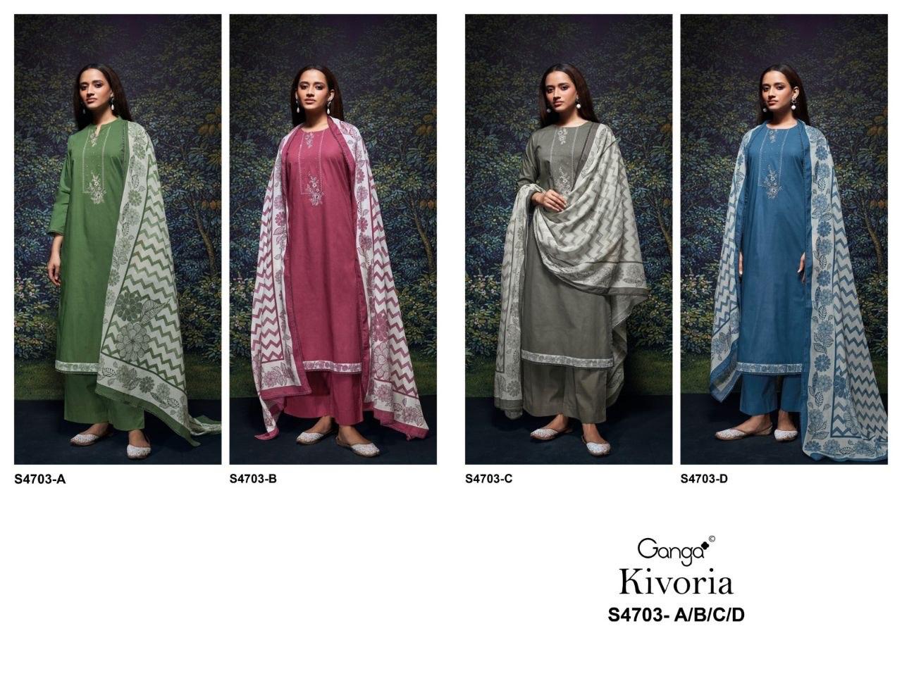 Kivoria 4703 Ganga Cotton Plazzo Style Suits Supplier
