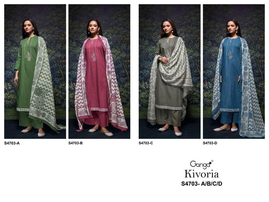 Kivoria 4703 Ganga Cotton Plazzo Style Suits Supplier