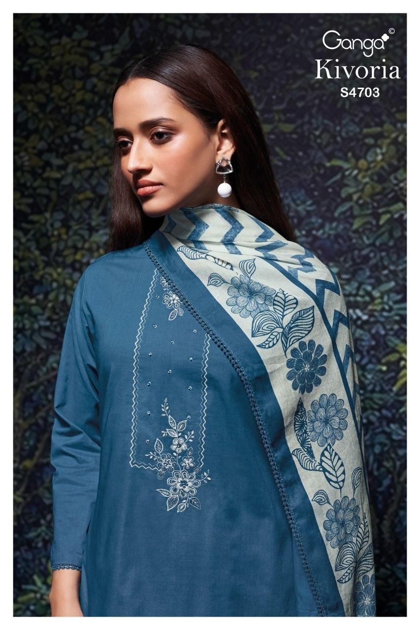 Kivoria 4703 Ganga Cotton Plazzo Style Suits Supplier