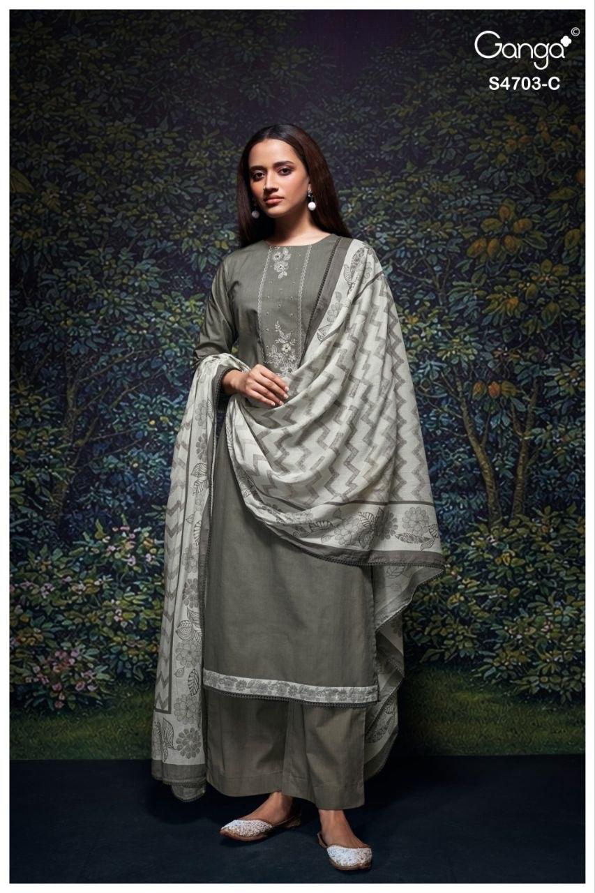 Kivoria 4703 Ganga Cotton Plazzo Style Suits Supplier