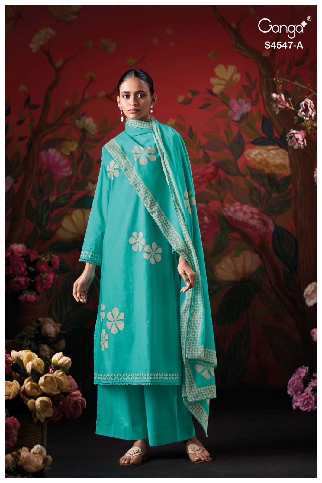 Kivya S4547 Ganga Cotton Plazzo Style Suits Manufacturer Ahmedabad