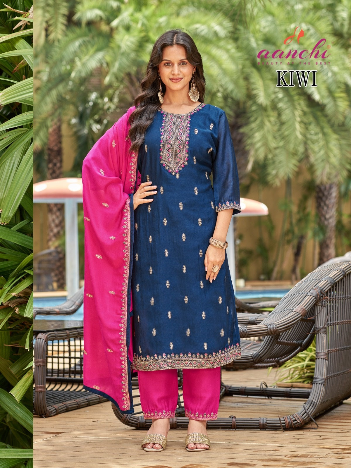 Kiwi Aanchi Vichitra Silk Readymade Pant Style Suits Exporter Ahmedabad